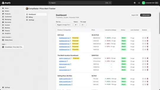 Compradar screenshot
