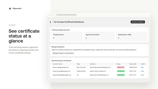 Paperwork Tax Exempt Certs screenshot