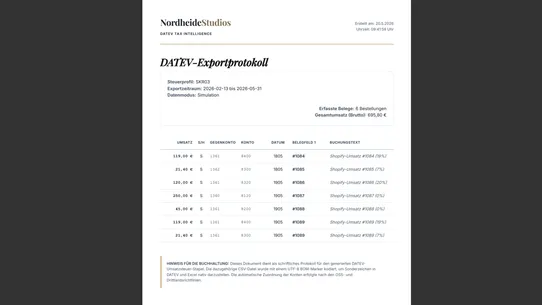 DATEV Export &amp; Steuern screenshot