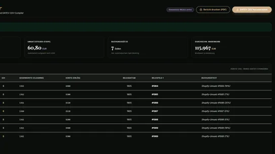 DATEV Export &amp; Steuern screenshot