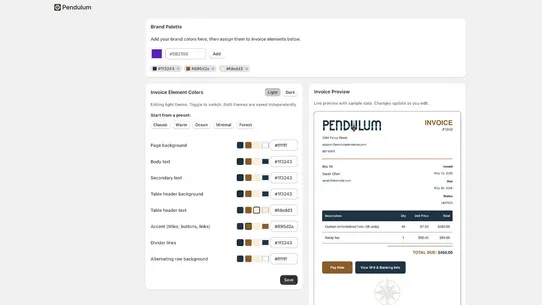 Pendulum Invoices screenshot