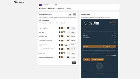 Pendulum Invoices screenshot