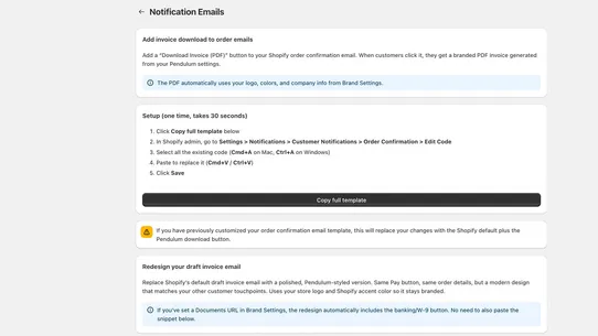 Pendulum Invoices screenshot