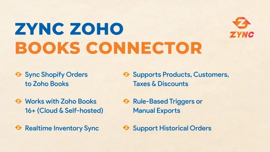 Zync ‑ Zohobooks Connector screenshot