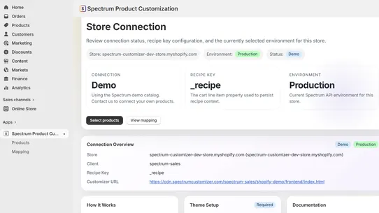 Spectrum Product Customization screenshot