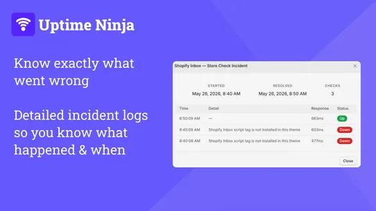 Uptime Ninja ‑ Store Monitor screenshot