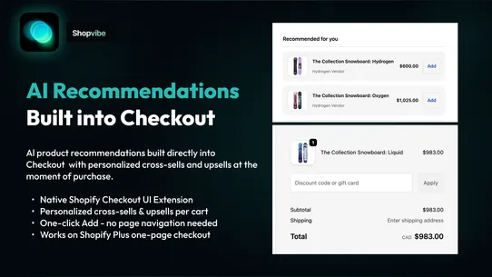 Shopvibe Search Bar &amp; Upsell screenshot