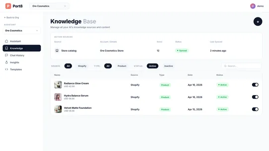 Port8 ‑ AI chat connector screenshot