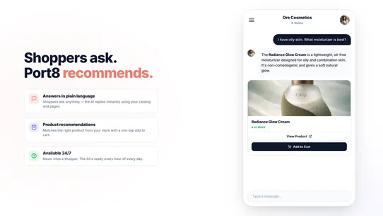 Port8 ‑ AI chat connector screenshot