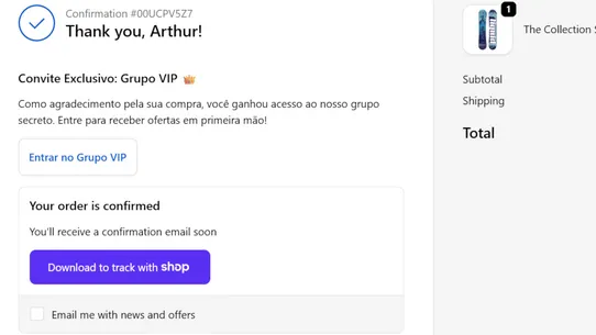 Grupos VIP: WhatsApp Checkout screenshot