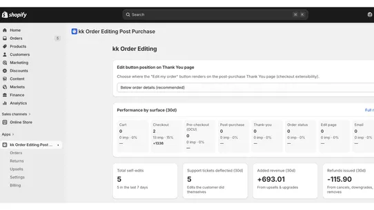 KK Order Editing screenshot