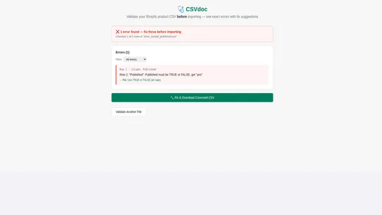 CSV Import Doctor screenshot