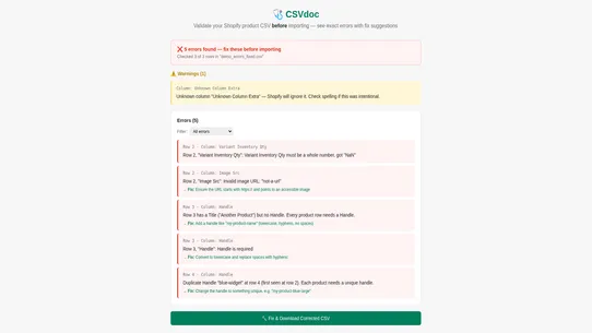 CSV Import Doctor screenshot
