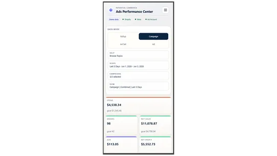 Potential Commerce Ads Center screenshot