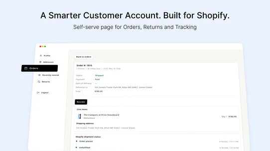 Customer Account Orders Pragma screenshot