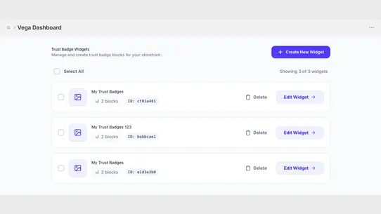 Vega Trusted Badges screenshot