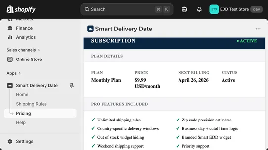 Smart Estimated Delivery Date screenshot