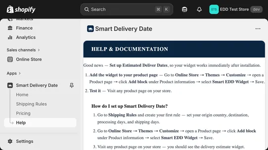 Smart Estimated Delivery Date screenshot