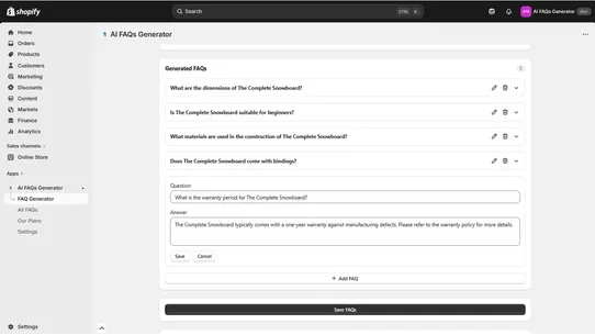 AI FAQ Generator screenshot
