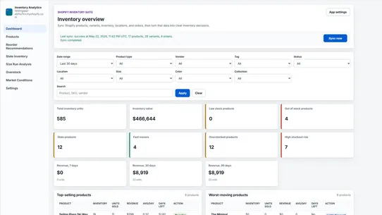 T&amp;C Inventory Analytics screenshot
