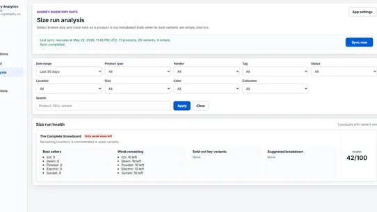 T&amp;C Inventory Analytics screenshot
