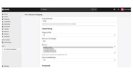 R+L Carriers Shipping screenshot