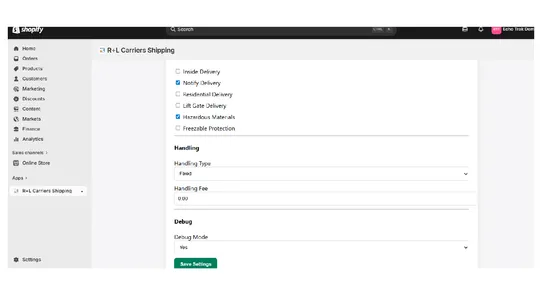 R+L Carriers Shipping screenshot