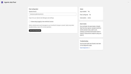Agentic Ads Pixel screenshot