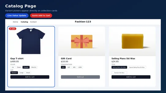 Live Price Change on variants screenshot