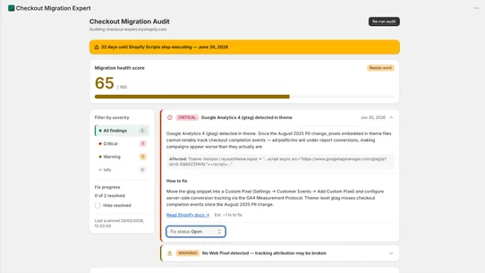 Checkout Migration Expert screenshot