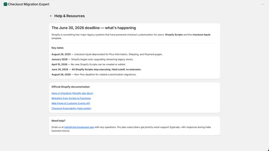 Checkout Migration Expert screenshot