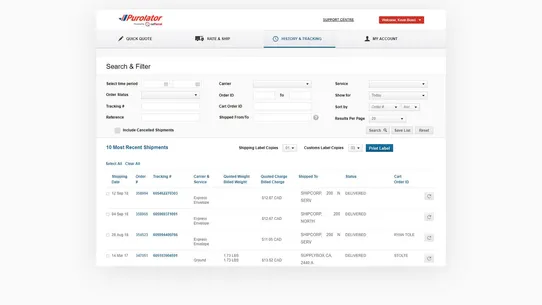 Purolator screenshot