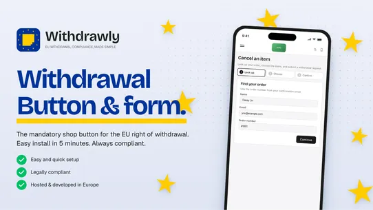 Withdrawly: EU Form &amp; Button screenshot