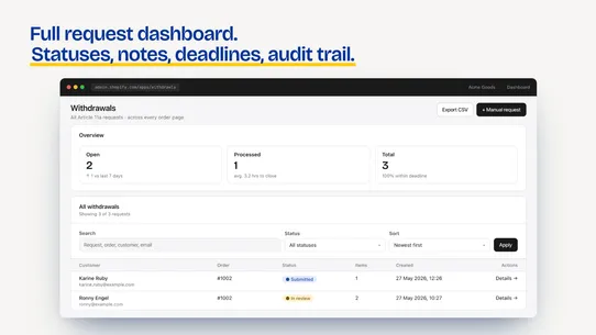 Withdrawly: EU Form &amp; Button screenshot
