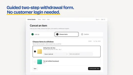 Withdrawly: EU Form &amp; Button screenshot