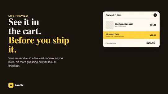 Avonix Tariffs &amp; Surcharges screenshot