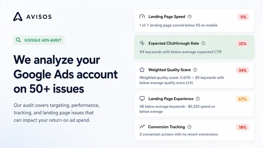 Avisos: Google Ads Audit screenshot