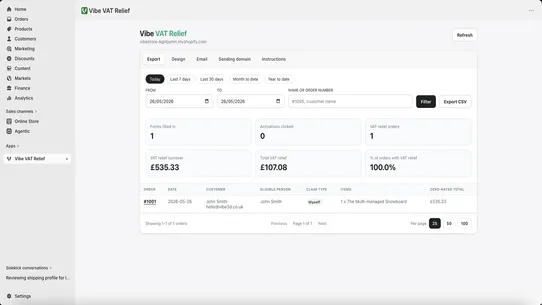 Vibe VAT Relief screenshot