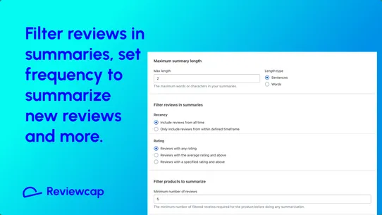 Reviewcap AI Reviews Summaries screenshot