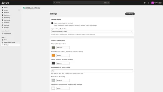 ABN Custom Fields screenshot
