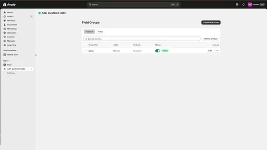 ABN Custom Fields screenshot