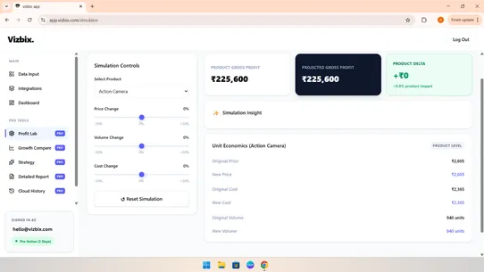Vizbix Profit Optimizer screenshot