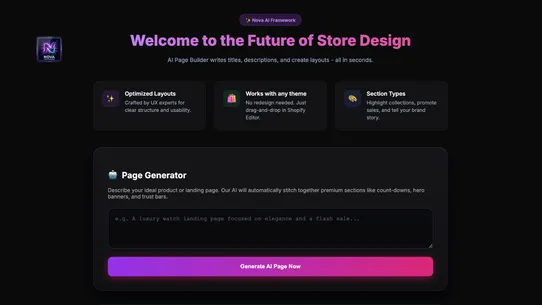 Nova AI Theme Page Builder screenshot