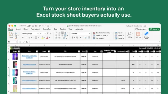 My Stock Sheet: Excel Products screenshot