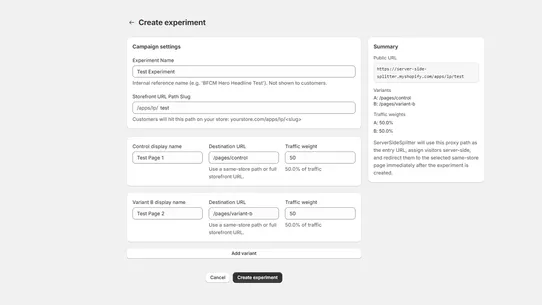 ServerSideSplitter ‑ A/B Test screenshot