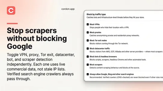 Cordon: VPN &amp; Country Blocker screenshot