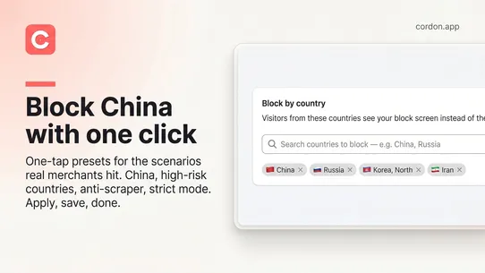 Cordon: VPN &amp; Country Blocker screenshot