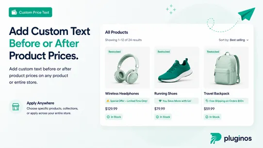 Pluginos Custom Price Text screenshot
