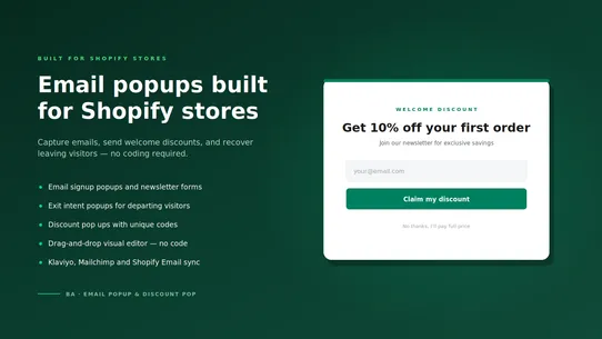 BA Email Popups &amp; Discount Pop screenshot