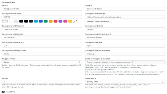 Popup Manager screenshot